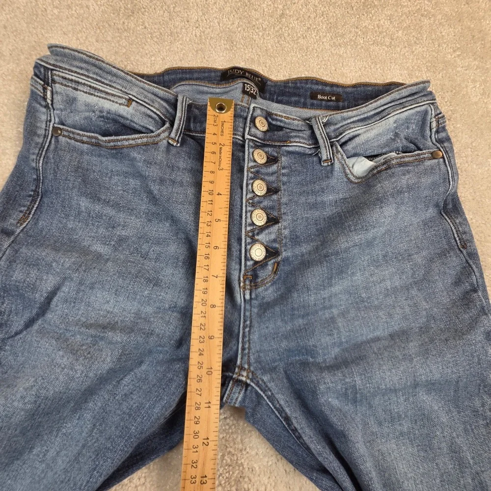 Judy Blue High Waist Button Fly Bootcut Jeans Medium Wash Size 15/32